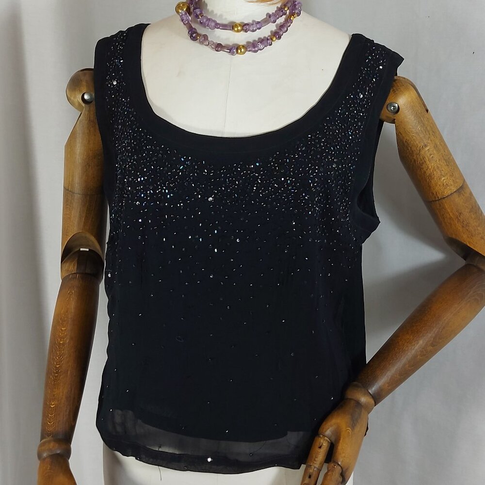 Raindrops Black Polly Cocktail Top